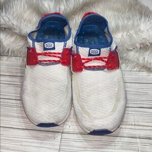 Hey Dude Sirocco Shoes Sneakers Red Blue Slip On Copper Fit Air Men’s 10 1/2